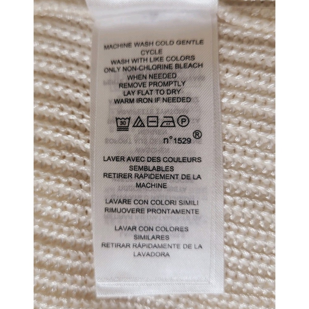 Lauren Ralph Lauren L NWT Ribbed ‎ Knit V-Neck Sweater Silver Hardware Cream - Picture 9 of 12